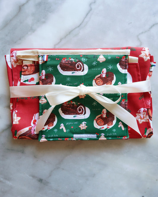 Pre-Order Holiday Bûche de Noël Apron + Oven Mitt Bundle